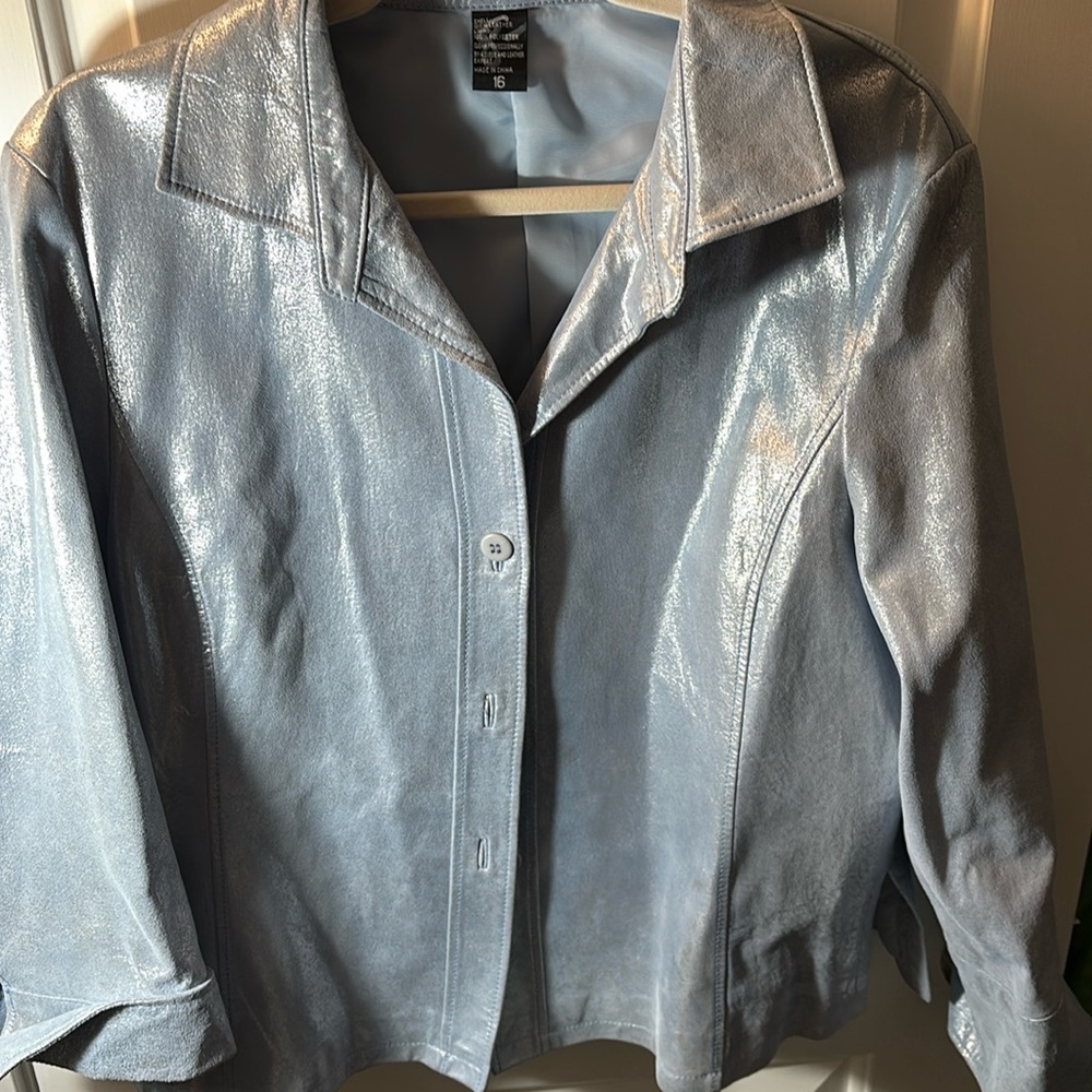 MEL & LISA LIGHT BLUE METALLIC JACKET
